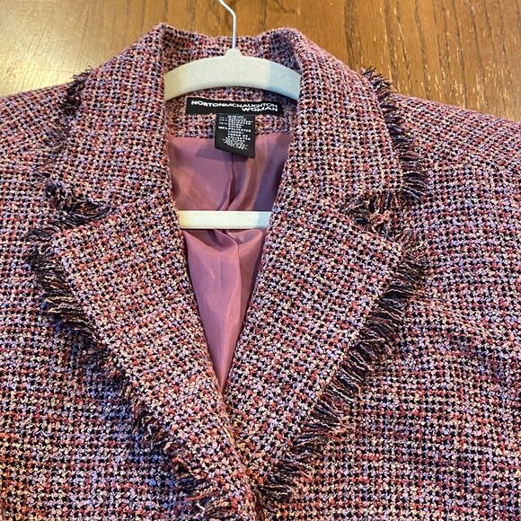 Norton McNaughton Woman 20W Raspberry Tweed Blazer Jacket Workwear Y2K - Picture 6 of 6